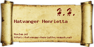 Hatvanger Henrietta névjegykártya